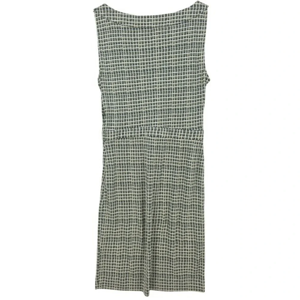 Tory Burch Women S Green White Geometric Print V Neck Sleeveless Silk Midi Dress